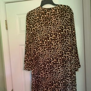 Chocker neck bell sleeve leopard print dress xxl